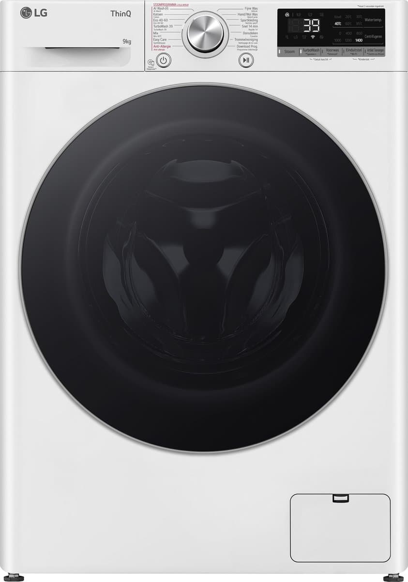 LG GC3R709S1 wasmachine 9 kg, AI DD en AI Wash voor slimme stofverzorging - TurboWash 39 voor sneller schoon - Hygiënisch wassen met stoom en ThinQ slimme bediening. Energieklasse A-10% — afbeelding 1