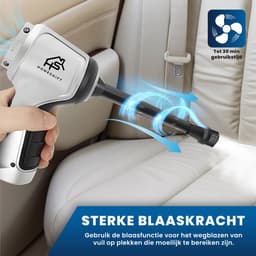 HomeShift® Auto Stofzuiger Draadloos V2 - Kruimelzuiger - Handstofzuiger - Kleine Stofzuiger - Draadloze stofzuiger - Air Duster - Nat & Droog - Grijs — thumbnail 5