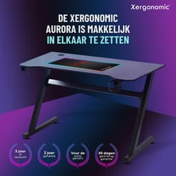 Xergonomic Game Bureau - Gaming Desk - Carbonfiber look - B125xH75xL62 cm - Computer Tafel - Incl. beker-, koptelefoonhouder en kabelorganizer - Xergax - Zwart — thumbnail 4
