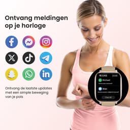 Avalue Smartwatch Dames & Heren - AMOLED Screen - AI Feature - Stappenteller - Bloeddrukmeter - Geschikt voor alle Smartphones - Roségoud — thumbnail 6