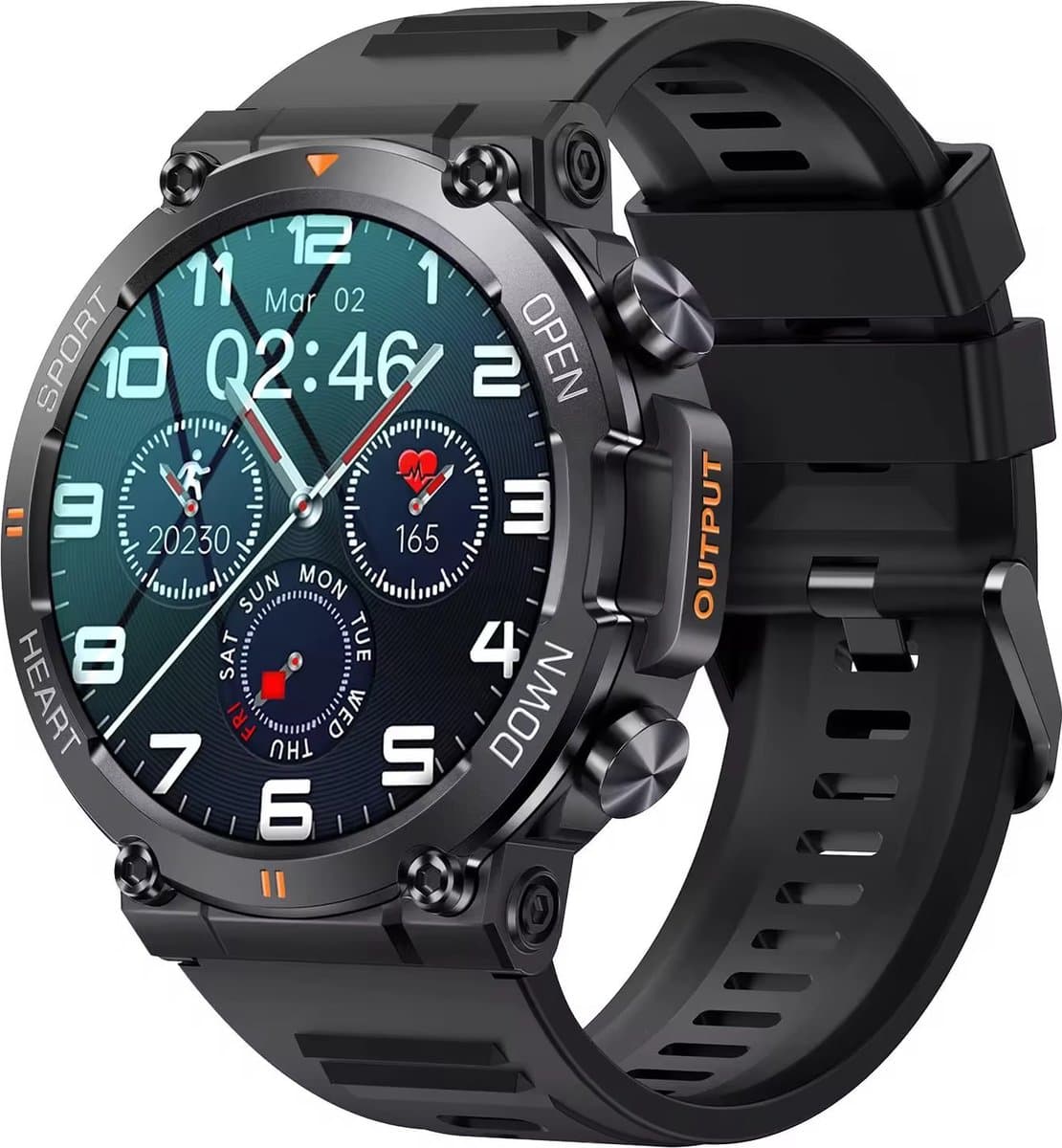 Smartwatch, KH-56-ZWART, Smartwatch Dames en Heren, Horloge, Smartwatch Bluetooth, Sporthorloge, Horloge Heren en Dames, Activity Tracker, Smartwatch Android, IPS Scherm, IP67 WATERDICHT, 30 Dagen Standby, Smartwatches geschikt voor IOS, Android — afbeelding 1