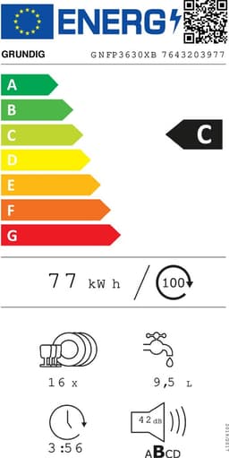 Grundig GNFP3630XB vaatwasser Vrijstaand 16 couverts C — thumbnail 2