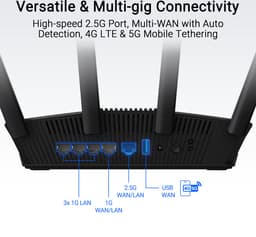 ASUS RT-BE58U - Extendable Router - WiFi Versterker - WiFi 7 - Dual-Band - AiMesh - 2.5G Poort — thumbnail 2