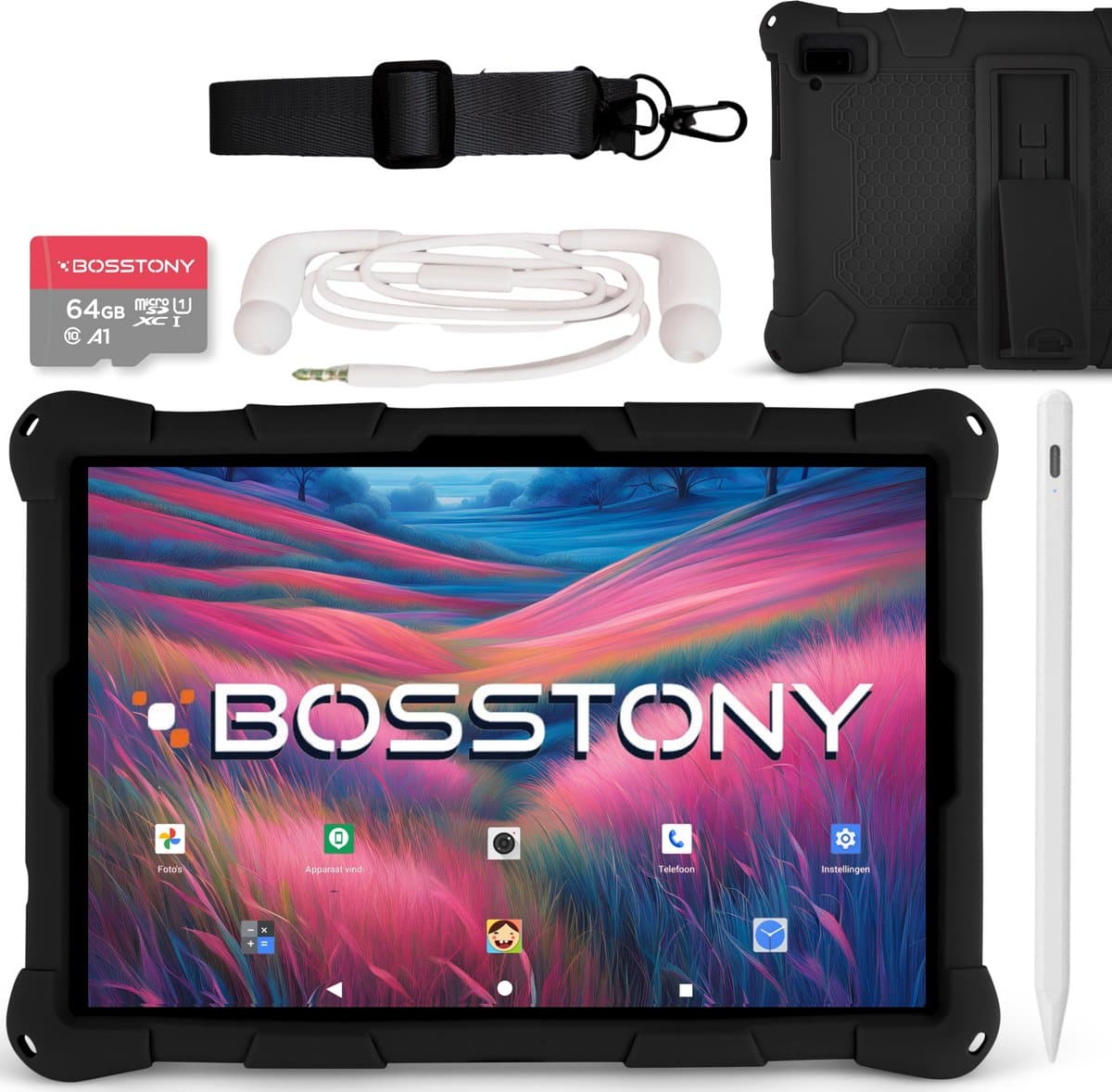 Bosstony Snelle Kids Tablet 10 inch - Ouderlijk Toezicht - 6000mAh Batterij - Android 13 - Incl Beschermpakket - Kindertablet vanaf 3 jaar — afbeelding 1