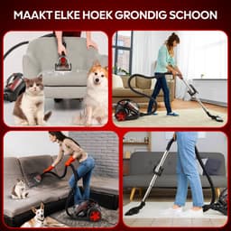 AG3000 Stofzuiger Zonder Zak - Stofzuigers - Dierhaarbestendig -Vacuum Cleaner Zakloos - Geschikt Voor Dierenharen - 900W - Sterke Zuigkracht - Rood — thumbnail 9