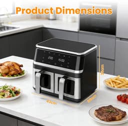 Seth Select XXL Airfryer 9 Liter – 2000W – Dubbele Luchtfriteuse met Kijkvenster – 12 Programma’s - Zwart — thumbnail 6