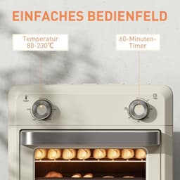 10L Mini Heteluchtoven & Airfryer, 1000W met Timer, voor Frituren, Grillen & Bakken, Vaatwasserbestendig, Crèmewit — thumbnail 11
