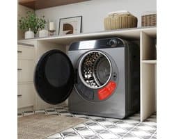 Re-purelife® wasdroger compact met 4 programma’s - kledingdroger met roestvrijstalen trommel - droger met PTC-keramische verwarming, wandmontage of stapelbaar - zilvergrijs 49,5 × 42 × 59,5 cm