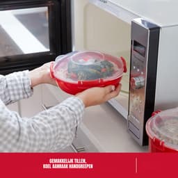 Aurixi® Magnetron Bakjes met Deksel - Magnetron Bakjes - Magnetron Bord met Deksel - Rood - 23cm x 21cm x 8cm — thumbnail 5