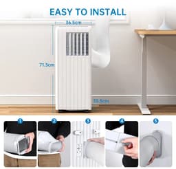 DIMICO - Mobiele Airco 9000 BTU - Verrijdbare Airconditioner met Slang en Afstandsbediening - 3 in 1 Koelen Ventileren Ontvochtigen - Voor 25m2 / 75m3 — thumbnail 4