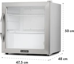 Klarstein Mini Koelkast met Glazen Deur, Mini Koelkast voor Kamer, Kleine Drankkoelkast met Verstelbare Planken, Kleine Koelkast 47 Liter, Indoor/Outdoor Koelkast Stil - Drankenkoelkast - LED-Binnenverlichting Compact - RVS — thumbnail 4