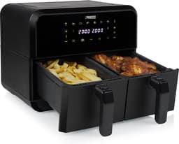Princess Double Basket Airfryer 182068 - Dubbele Airfryer - 8 liter - 2 manden - XXL - 8 programma’s - 2400W - Dubbele heteluchtfriteuse - Touchscreen - Zwart - 80 °C tot 220°C - Sync functie — thumbnail 1