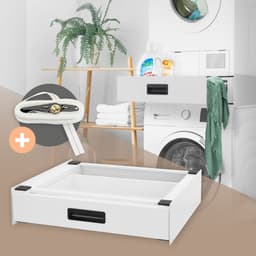 Tussenstuk voor wasmachine en droger – Universeel tussenbouwframe met lade 60,5x54 cm in wit ML design — thumbnail 6