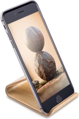 kalibri standaard voor mobiele telefoons - Universele standaard - Voor smartphones en tablets - Antislip - Berkenhout - Lichtbruin — thumbnail 2