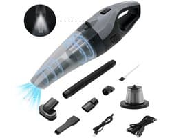 STAUS&BACH Kruimelzuiger met licht - Kruimeldief snoerloos - Handstofzuiger voor auto - SuperNova - Zwart/Grijs