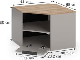 Hoekkast TV meubel - Lowboard Wido - Woonkamer Inrichten - Modern Design - 68x50cm - Grijs — thumbnail 7