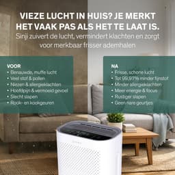 Sinji Luchtreiniger / Air Purifier – HEPA H13 + Koolstoffilter – 220 m³/u, voor ruimtes tot ca. 55 m² – Ionisatie – Afstandsbediening – Timer & Display – Helpt bij stof, pollen & huisstofmijt — thumbnail 2