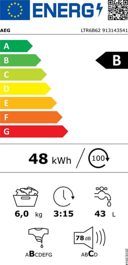 AEG LTR6B62 6000 serie ProSense - Wasmachine bovenlader - Energielabel B - 6 kg - NL/FR — thumbnail 2