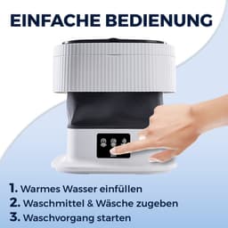 CLEANmaxx mini-wasmachine, ideaal voor onderweg | Mobiele wasmachine met 2 wasprogramma's en een centrifugeerprogramma | Opvouwbaar en stil | Voor maximaal 1 kg wasgoed | Geschikt voor kamperen en reizen — thumbnail 8