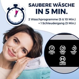 CLEANmaxx mini-wasmachine, ideaal voor onderweg | Mobiele wasmachine met 2 wasprogramma's en een centrifugeerprogramma | Opvouwbaar en stil | Voor maximaal 1 kg wasgoed | Geschikt voor kamperen en reizen — thumbnail 6