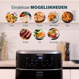 Princess Digitale Airfryer XL 182244 - 6 liter - Groot - PFAS vrij - Heteluchtfriteuse - Zwart - Digital Touchscreen - 8 Automatische Programma's - Inclusief in hoogte verstelbaar Grillrack — thumbnail 9
