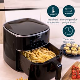 Princess Digitale Airfryer XL 182244 - 6 liter - Groot - PFAS vrij - Heteluchtfriteuse - Zwart - Digital Touchscreen - 8 Automatische Programma's - Inclusief in hoogte verstelbaar Grillrack — thumbnail 6