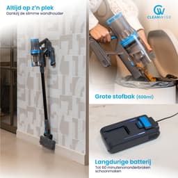 CleanWise Rita – Steelstofzuiger Draadloos met Kruimeldieffunctie – Zonder Zak op Accu – 30kPa Zuigkracht – Groene Laser – HEPA 14 Filter – Lichtgewicht 1,5 kg – Tot 60 Min Accuduur – Voor Huisdierharen – Nederlands Product — thumbnail 7