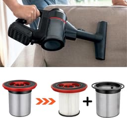 Vervangingsfilter - 2+2 Stuks - Geschikt voor Bosch Unlimited Serie 7 Draadloze Stofzuiger - BKS711XXL BBS711W BBS712A BCS711GB BKS711MALL - HEPA-filter - Wasbaar - RVS - Voorfilter+Hoofdfilter — thumbnail 7