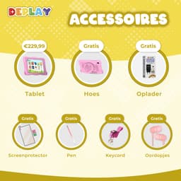 DEPLAY Kids Tablet PRO 4 - Kindertablet vanaf 2 jaar - Tablet Voor Kinderen - Tablet Kind - Met Pen, Beschermhoes en Screenprotector - Android 14 - 6000 mAh Batterij - 10 inch - Roze — thumbnail 2