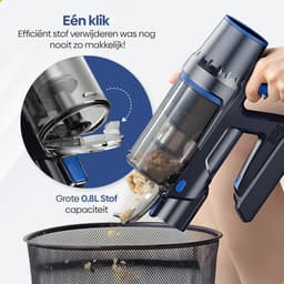 Olvy Steelstofzuiger Draadloos - 2 Accu's - Met Dweilfunctie - 5 Zuigniveaus - Vacuum Cleaner - Draadloze Snoerloze Stofzuiger - Zonder Zak - Op Accu - 350W - 35Kpa - Kruimeldief — thumbnail 6