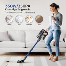 Olvy Steelstofzuiger Draadloos - 2 Accu's - Met Dweilfunctie - 5 Zuigniveaus - Vacuum Cleaner - Draadloze Snoerloze Stofzuiger - Zonder Zak - Op Accu - 350W - 35Kpa - Kruimeldief — thumbnail 5