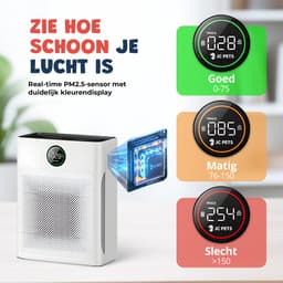 JC Pets Luchtreiniger / Air purifier met HEPA 13 Filter en Voorfilter - Huisdiermodus & App - Luchtfilter tegen Haren, Kattenbakgeur, Allergieën, Huisstofmijt en Hooikoorts - Luchtkwaliteitsindicator - Ruimtes tot 100 m²- CADR 246 m³/h — thumbnail 6