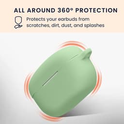 kwmobile Hoesje voor Sony WF-1000XM5 Case met Polsbandje – Siliconen Beschermhoes met Sleutelhanger – Hoofdtelefoonhoesje in pastelgroen — thumbnail 2