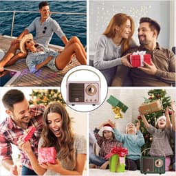 Retro bluetooth speaker- vintage decor - draagbare draadloze bluetooth speaker - Roze — thumbnail 5