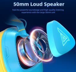 TAIDU Draadloze Gaming Headset - Over ear koptelefoon - met microfoon - Geschikt voor PC/PS4/PS5, Nintendo Switch - Energie Blauw — thumbnail 5