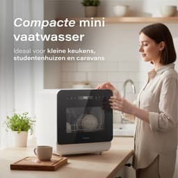 Skoov Mini Vaatwasser met waterreservoir - 3 couverts - 6 wasprogramma's - 45cm - Kleine smalle vrijstaande afwasmachine - Camping - Wit — thumbnail 6