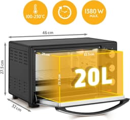 DnA® Heteluchtoven - Airfryer Oven - Airfryer - Oven - Zwart - 46cm x 32cm x 28cm — thumbnail 3