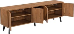 TV Meubel Lowboard Houtkleurig 140 cm Breed met Open Vakken en Opbergruimte — thumbnail 5