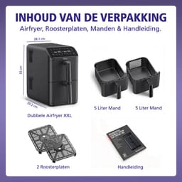 Brabantia Dubbele Airfryer XXL - 10 Liter - Gestapelde Lades - PFAS-Vrij - 2700W Vermogen - 6 Kookprogramma's - BBEK1240 — thumbnail 10