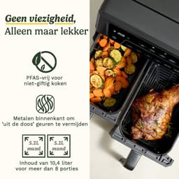 Cuisinart - XXL Dual-Zone Airfryer - Heteluchtfriteuse 2x5,2 - 2400W - 7 programma's - PFAS-vrije keramische coating - 2 manden voor tot 12 porties - Zwart — thumbnail 8