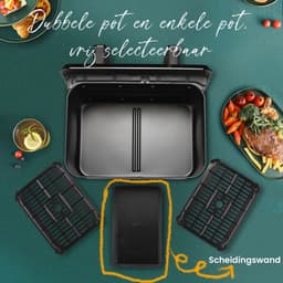 Digitale Airfryer Sinaopus 802 XXL 9L – Heteluchtfriteuse met Dubbele Mand en DualMand Onafhankelijke Snelle Opwarming – Voor Gezinnen – 10 Programma’s – Kijkvenster – Makkelijk te Reinigen – Capaciteit voor 4 Personen — thumbnail 4