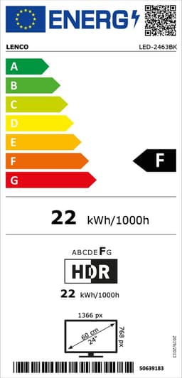 Lenco LED-2463BK (V2) - 24" Android Smart TV met 12V Auto Adapter - Zwart — thumbnail 2