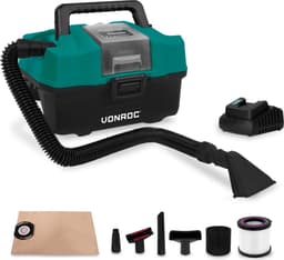 VONROC Compacte alleszuiger / stofzuiger - 20V - Incl. Diverse accessoires, 2.0Ah accu en snellader — thumbnail 1