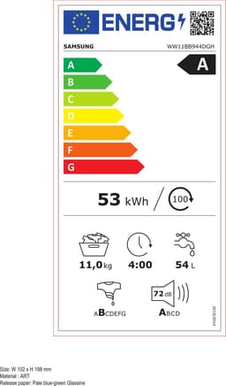 Samsung WW11BB944DGHS7 - Wasmachine - Voorbelading - 11 kg - 1400 RPM - A label - Wit — thumbnail 2