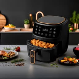 AG5100 Airfryer XXL Premium Zwart – 5,5L Hete Luchtfriteuse – Digitaal Display – 8 Programma’s – Anti-aanbak – Vaatwasserbestendig – Extreem Stil – Gezond Koken Zonder Olie – Inclusief Receptenboek — thumbnail 7