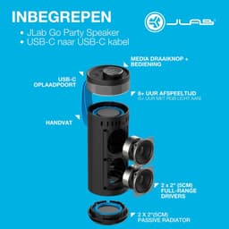 JLab Go Bluetooth Speaker Draadloos - Draagbare Muziekbox - 16 uur Batterijduur - 10 Watt - Bass Boost - IPX6 Waterproof - Multipairing - Instelbare Party Lights - App Equalizer - Zwart — thumbnail 7
