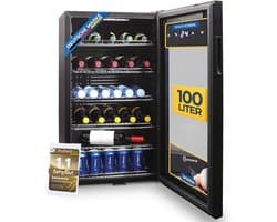 Sommertal koelkast - Stille drankkoelkast met led, touchscreen en slot - Kleine flessenkoelkast - zwart - Energieklasse F