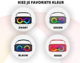 OKOP Bluetooth speaker - Draadloze muziek box - Draagbaar - Verlichting - 2x5W - Verschillende kleuren - RGB LED -Groen — thumbnail 3