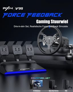 PXN - V99 - High end Race Stuur - Met Pedalen en Shifter - Force Feedback - Game Stuur - Geschikt voor PS4 - Xbox One - PC - Xbox Series X|S - PS3 - Nintendo Switch - Met App — thumbnail 4