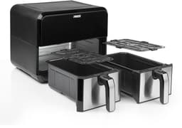 Princess Double Basket Airfryer 182074 - Dubbele Airfryer - 9 liter - 2 manden - XL - 8 programma's- 2400W - Dubbele heteluchtfriteuse - PFAS vrij - Touchscreen - RVS/Zwart - Sync functie — thumbnail 11
